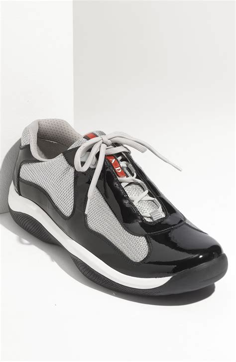 prada leather sneakers silver|prada leather sneakers for men.